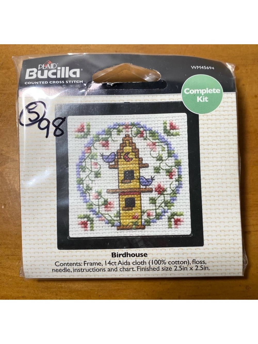 Bucilla Mini Cross Stitch Kit Birdhouse Cottage Farmhouse Decor DIY Craft New